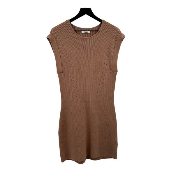 Abercrombie & Fitch Brown Tan Ribbed Mini Dress Size Large - Picture 1 of 7